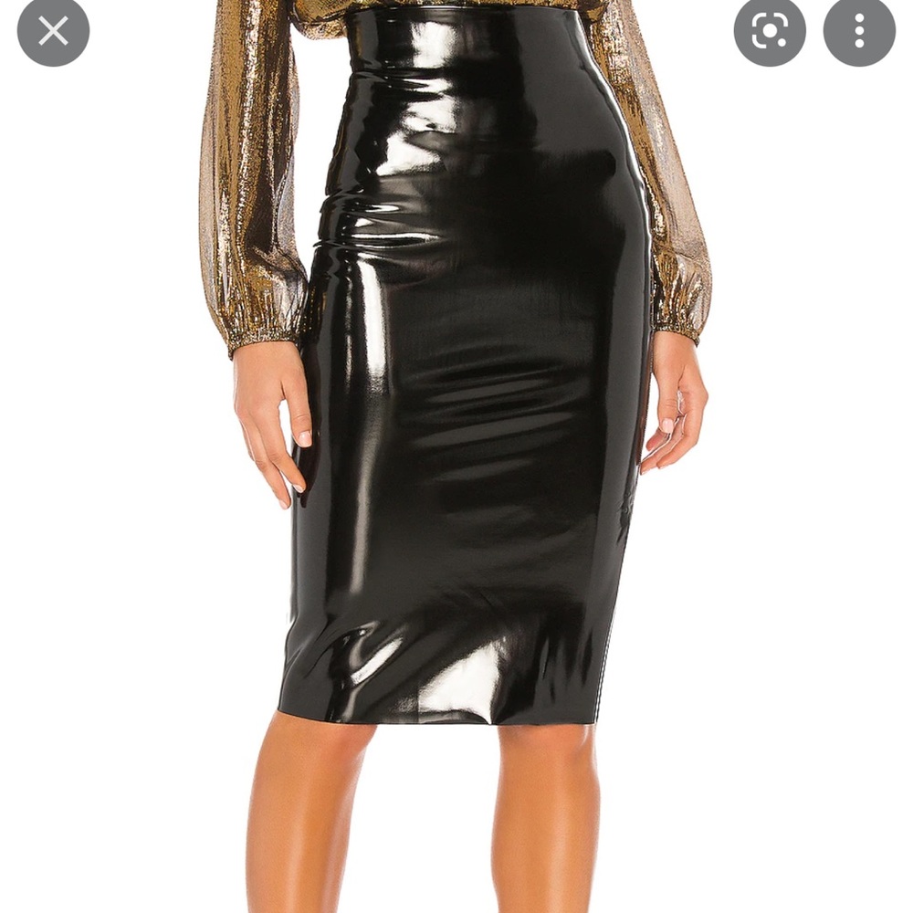 commando patent midi skirt